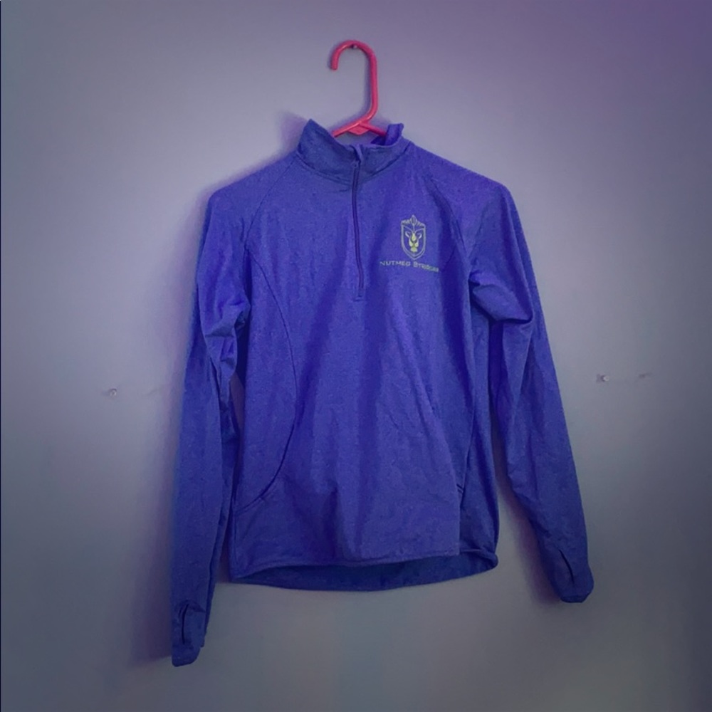 Purple and green zipper up top